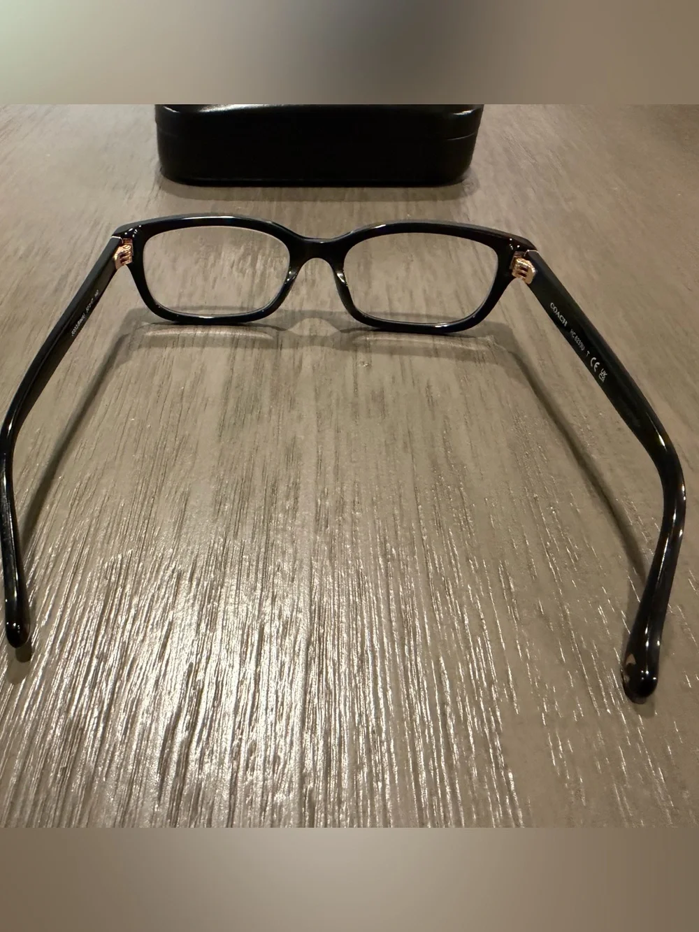 COACH Black womens Rectangular Eyeglass Frames with Gold Accents